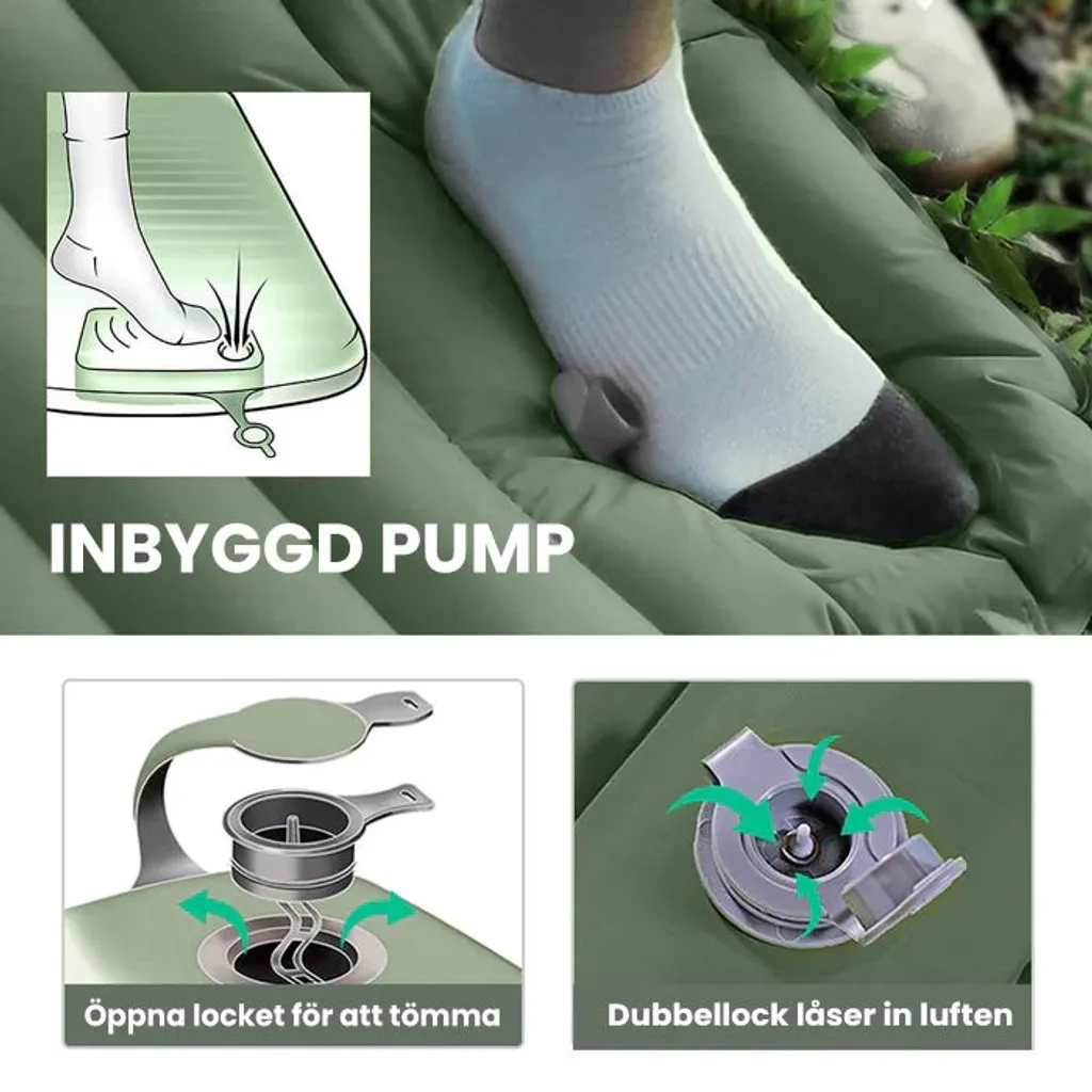 Luftmadrass Camping - Inbyggd pump